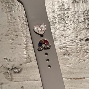 Rose gold RN and rainbow watch band charm for apple